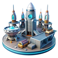 vibrant rustic A Futuristic Spaceport with Sleek Spaceshi genuine png