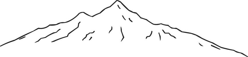A mountain range line art silhouette of on white background vector