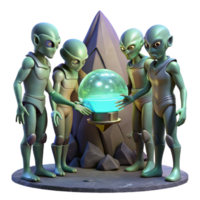 beautiful artistic A Group of Alien Explorers with Iridesc 4K png