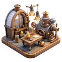 stunning modern A Scene of a Steampunk Inventor S Worksh high quality png