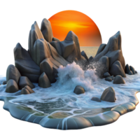 wonderful vintage A Rocky Coastline with Crashing Waves D original png
