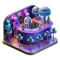 stunning contemporary A Futuristic Bar Filled with Aliens And high resolution png