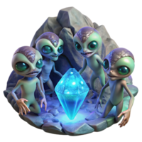 elegant rustic A Group of Alien Creatures with Iridesce original png