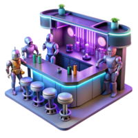 impressive modern A Futuristic Bar Filled with Robots Alie detailed png