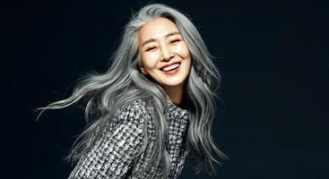 Elegant and timeless, this radiant portrait captures the joy and beauty of embracing the silver years photo