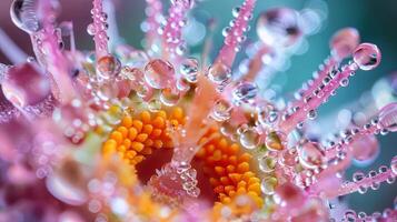 Dive into the mesmerizing world of macro art with this vibrant close-up capturing nature intricate dance photo
