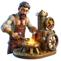 dramatic modern A Scene of a Steampunk Inventor Working O authentic png