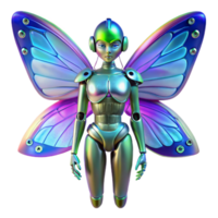 elegant rustic A Cyborg with Butterfly Wings Vibrant C authentic png