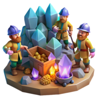 serene rustic A Group of Dwarves Mining for Gems in a C premium png