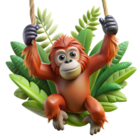 impressive traditional A Playful Orangutan Swinging Through The authentic png