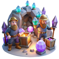 wonderful abstract A Group of Dwarves Mining for Gems in a Ca exclusive png