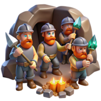 stunning creative A Group of Dwarves Mining for Gems in a D premium png