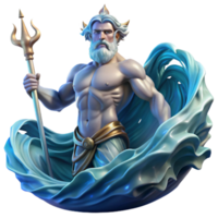 elegant minimalist A Powerful Poseidon Commanding the Wave high quality png