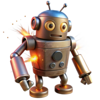 stunning rustic Broken Robot Post-apocalyptic Wires Sparking high quality png