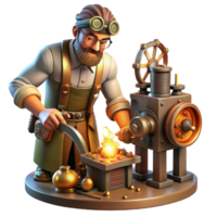 extraordinary artistic A Scene of a Steampunk Inventor Working O high resolution png