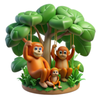 stunning rustic A Family of Orangutans Swinging Through high resolution png