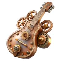 vibrant contemporary A Steampunk Guitar Copper Strings and Int premium png