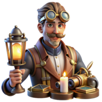 wonderful rustic A Portrait of a Steampunk Inventor with G premium png