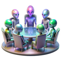 elegant artistic A Group of Alien Diplomats with Iridesc detailed png