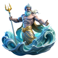 magnificent classic A Powerful Poseidon Commanding the Wave detailed png