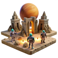 dramatic traditional A Group of Alien Explorers Discovering An exclusive png