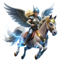 magnificent artistic A Valkyrie Riding a Winged Horse Through exclusive png
