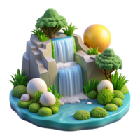 beautiful artistic A Cascading Waterfall Surrounded by Lush detailed png