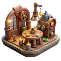 elegant modern A Scene of a Steampunk Inventor S Worksh detailed png