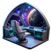 serene vintage A Futuristic Spaceship Cockpit with a View png