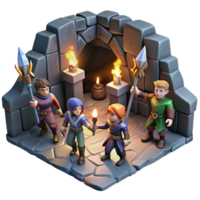 impressive minimalist A Group of Adventurers Exploring a Dark high resolution png