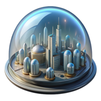 vibrant artistic A Futuristic City Built Within a Giant Dom high resolution png