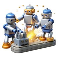 wonderful rustic A Group of Robots Working in a Factory original png