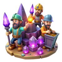 serene contemporary A Group of Adventurous Dwarves Mining For detailed png