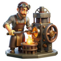 wonderful classic A Scene of a Steampunk Inventor Working O png