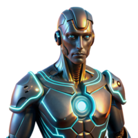 dramatic minimalist A Cyborg with Glowing Circuitry Beneath T png