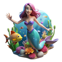 serene modern A Mermaid Swimming in a Coral R authentic png