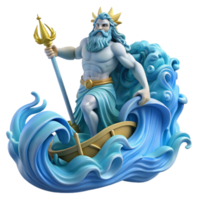 stunning vintage Poseidon Commanding a Tempestuous Sea Fro detailed png