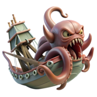 impressive vintage A Fearsome Kraken Tentacles Thrashing D high resolution png