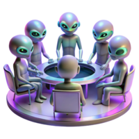 stunning minimalist A Group of Alien Diplomats with Iridesc premium png