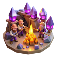 serene modern A Group of Dwarves Mining for Gems in a C high resolution png