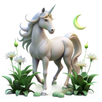 impressive abstract Unicorn Grazing in a Field detailed png