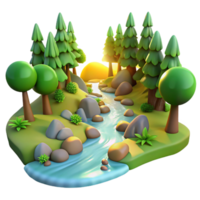 serene abstract A Babbling Brook Flowing Through a Forest authentic png