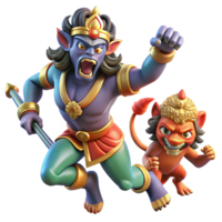 elegant abstract Rakshasa and Hero Hindu Battle detailed png