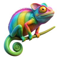 impressive modern A Vibrant Chameleon Perched on a Branch detailed png