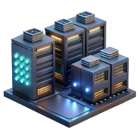 dramatic classic A Server Farm with Rows of Blinking Light detailed png