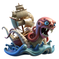 impressive abstract A Fearsome Kraken Attacking a Ship Storm high resolution png