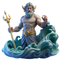 vibrant traditional Poseidon Commanding a Tempestuous Sea D authentic png