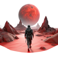 serene creative A Lone Wanderer Traversing a Desolate Was high resolution png