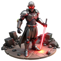 dramatic rustic A Cyborg with Glowing Red Eyes Wielding authentic png