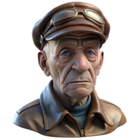 dramatic minimalist Portrait of an Elderly Man with Deep Wrin authentic png